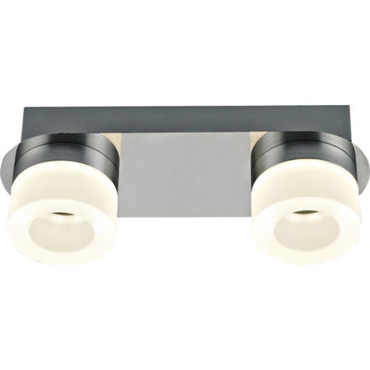 Aplica cu LED integrat Azimech 2x6,5W 630 lumeni, pentru baie IP44, crom/alb