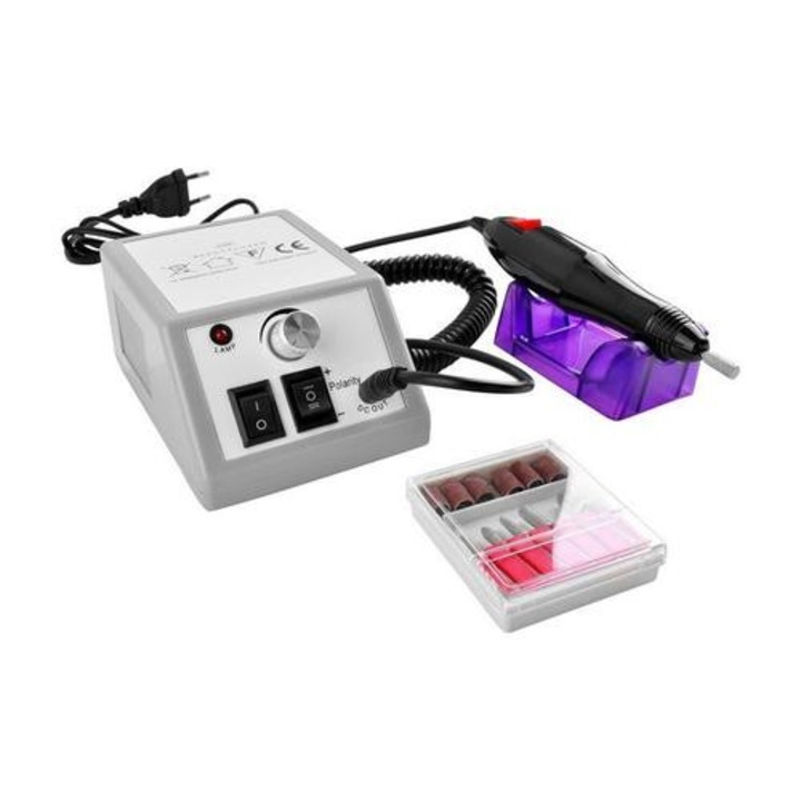 Freza unghii profesionala Beautylushh®, pila electrica unghii false 20.000 RPM, gri, 54 capete de freza