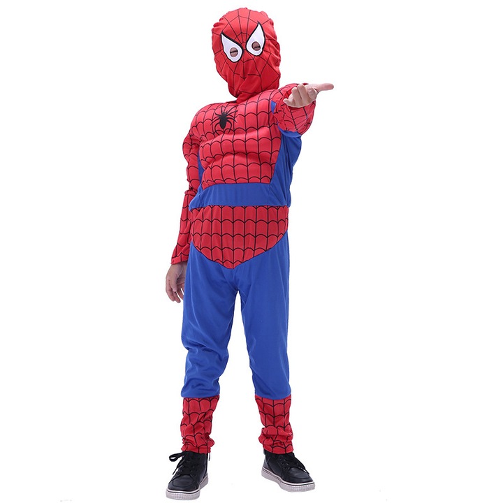 Costum Ultimate Spiderman Depox pentru copii, Town Saviour, 100% poliester, 110-120 cm, rosu