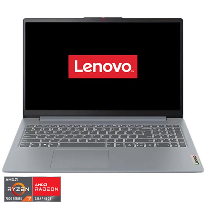 Laptop Lenovo IdeaPad Slim 3 15ABR8 cu procesor AMD Ryzen™ 7 7730U pana la 4.5GHz, 15.6", Full HD, IPS, 16GB DDR4, 1TB SSD, AMD Radeon™ Graphics, No OS, Arctic Grey