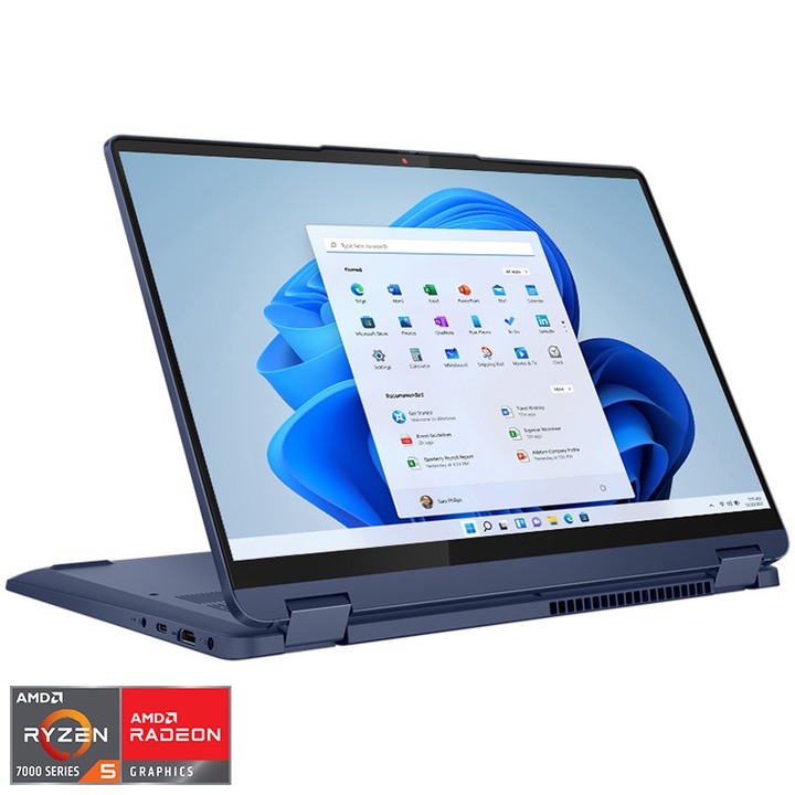 Лаптоп Lenovo IdeaPad Flex 5 14ABR8, AMD Ryzen™ 5 7530U, 14", WUXGA, Touch, RAM 16GB, 512GB SSD, AMD Radeon™ Graphics, Windows 11 Home, Abyss Blue