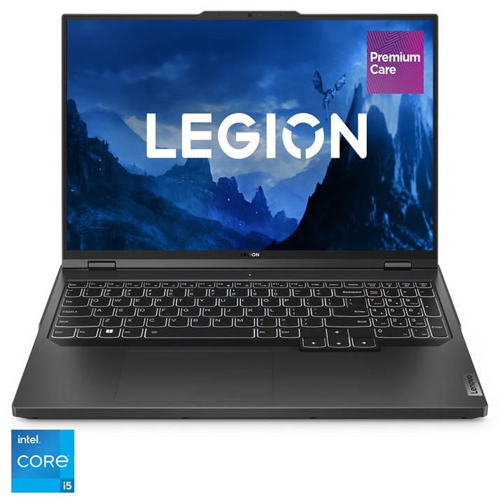 Лаптоп Gaming Lenovo Legion Pro 5 16IRX8, Intel® Core™ i5-13500HX, 16'', WQXGA, 240Hz, 16GB, 1TB SSD, NVIDIA® GeForce® RTX™ 4060 8GB, No OS, Onyx Grey, 3y on-site, Premium Care