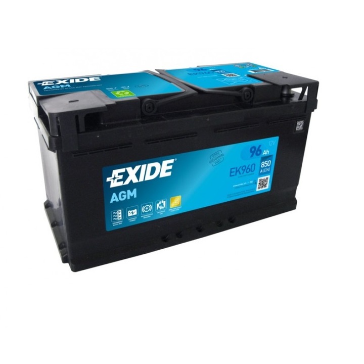 Автомобилен акумулатор Exide AGM Start Stop EK960, 12V, 96Ah