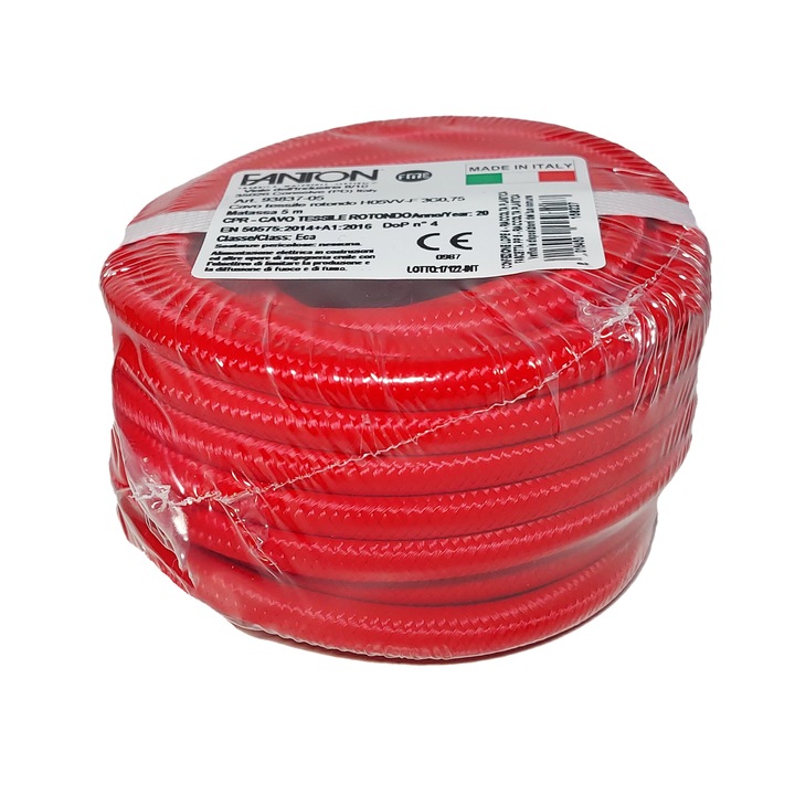 Cablu Textil Rotund, 5M, 3 X 0, 75MM, Rosu, Linea Country Fanton
