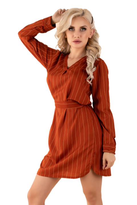 Rochie, Miriae D90, Poliester, Brick Red, S INTL