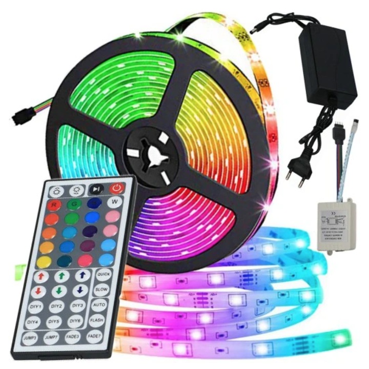 Kit Banda RGB 5M 280 LED cu telecomanda mare si functii multiple