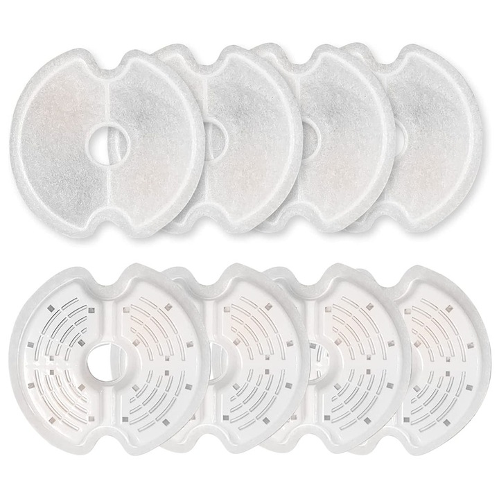 Set 8 filtre pentru dispenser apa automat Oricean®, filtru de fantana cu carbune activ din bumbac, Filtru pentru Fantana de apa pentru pisici de 2L