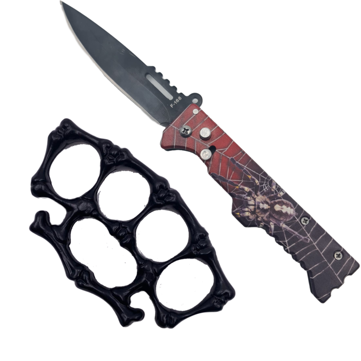 Kit Pumnal Tip Box, Autoaparare, Model Schelet si Briceag Model Paianjen pe Panza, Dalimag