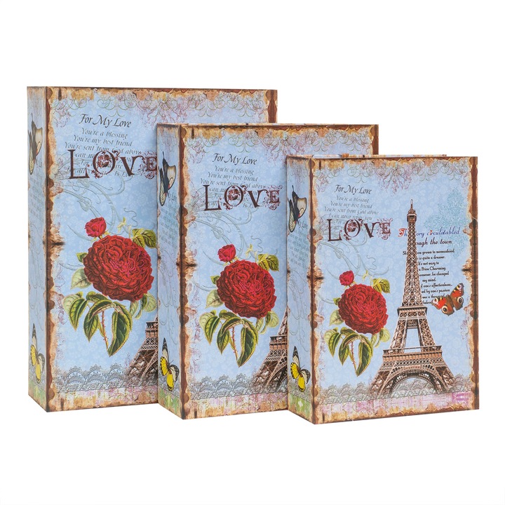 Set 3 cutii cu forma de carte si model, B.S.P. / CD1008_P