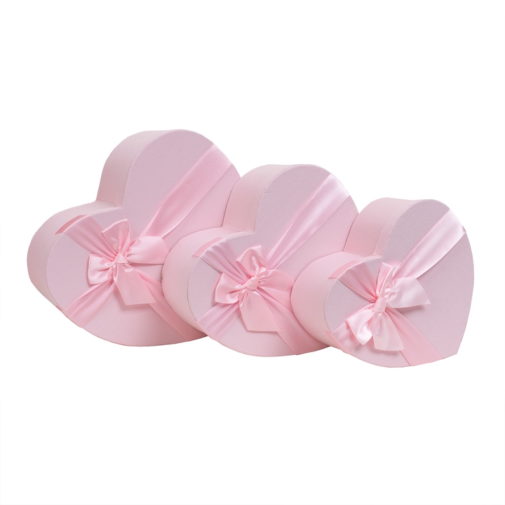 Комплект от 3 кутии във формата на сърце, розови CD2085-розови