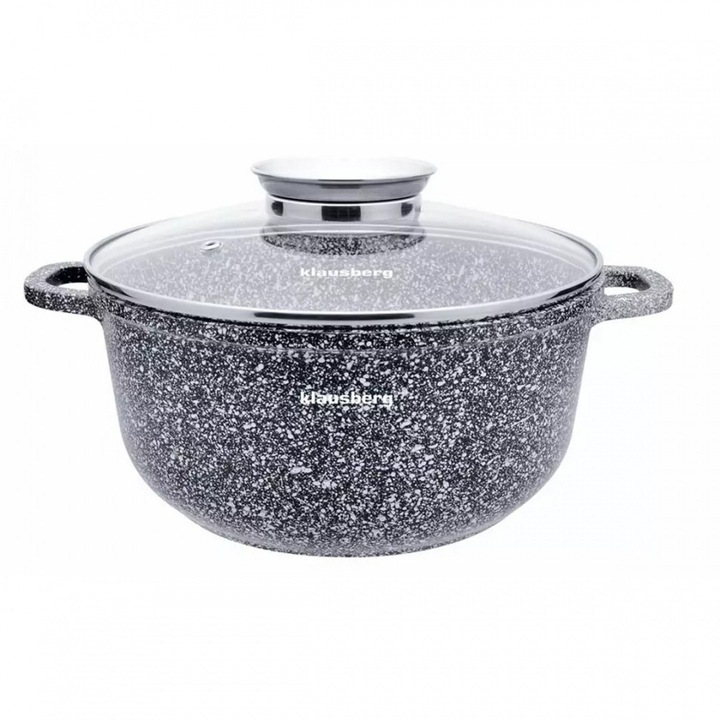 Vas cu capac, Klausberg, 3.3 L, 22 cm, Marmura, Gri