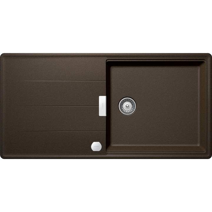 Chiuveta granit Schock Tia D-100L Cristadur Bronze 1000 x 500 mm cu sifon automat, granit, reversibila, montare pe blat, maro bronz