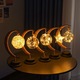 Lampa veghe decorativa, semi-luna, lumina calda, cu glob din rattan, led, 28 cm x15 cm, alb cald