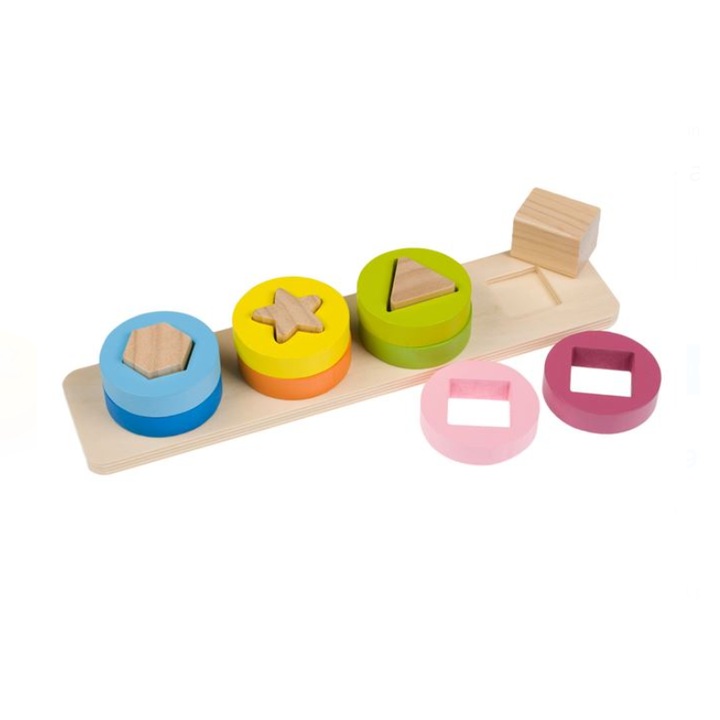 Puzzle educativ din lemn, 13 piese, diferite forme si dimensiuni