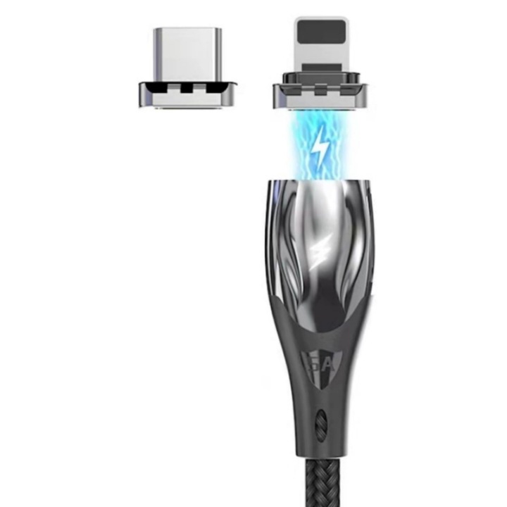 Cablu de date magnetic Muller 2 in 1, tip C lightning, Tip C Tip C, 5A 65W, compatibil Android iPhone 7 8 plus 11 XR 12 13 14 pro max quick charge, 2 metri