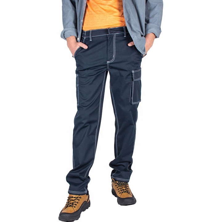 Тънки защитни еластични работни панталони карго, тъмносини, S