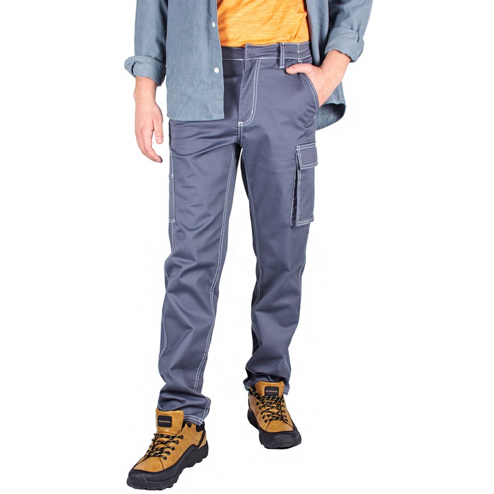 Тънки защитни ластични работни панталони Cargo, сиви, S