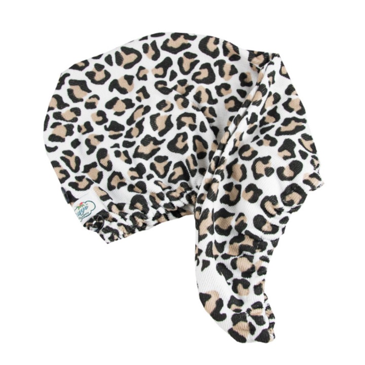 Prosop de baie, pentru uscat parul, The Vintage, Microfibra, 65 X 25 cm, Leopard Print