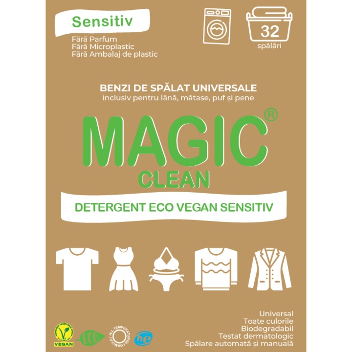 Detergent banda Ecologic Sensitiv Vegan Magic Clean 32 buc