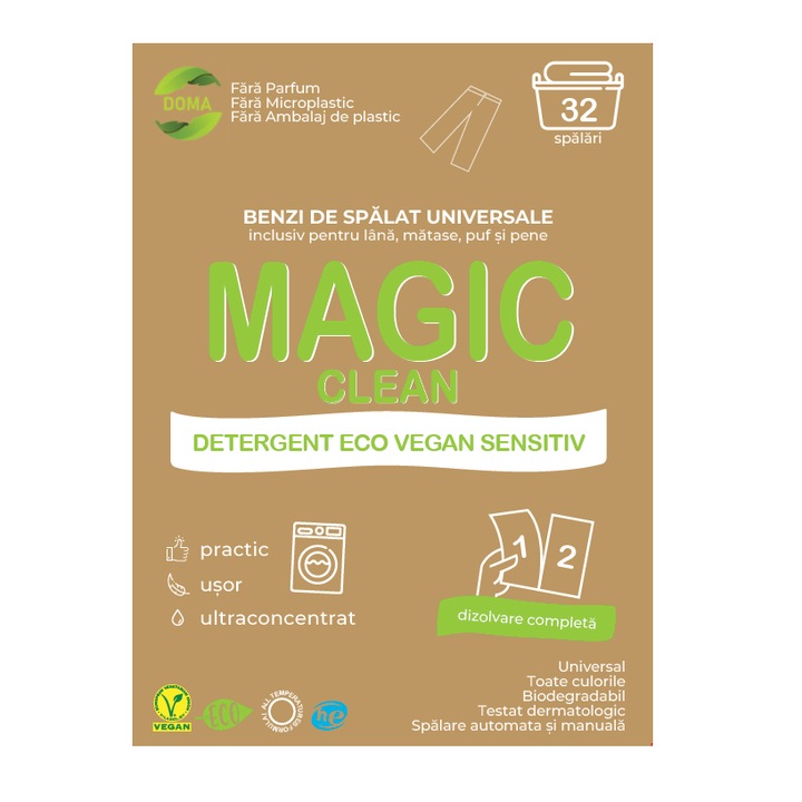Detergent banda Ecologic Sensitiv Vegan Magic Clean 32 buc