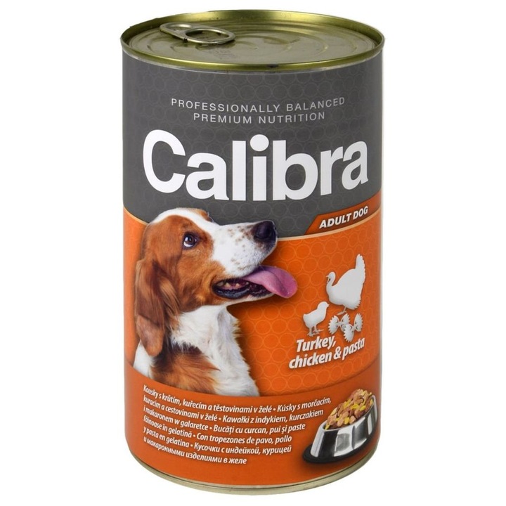 Conserva hrana pentru caini, Calibra, Curcan/Pui/Paste, 1240 g