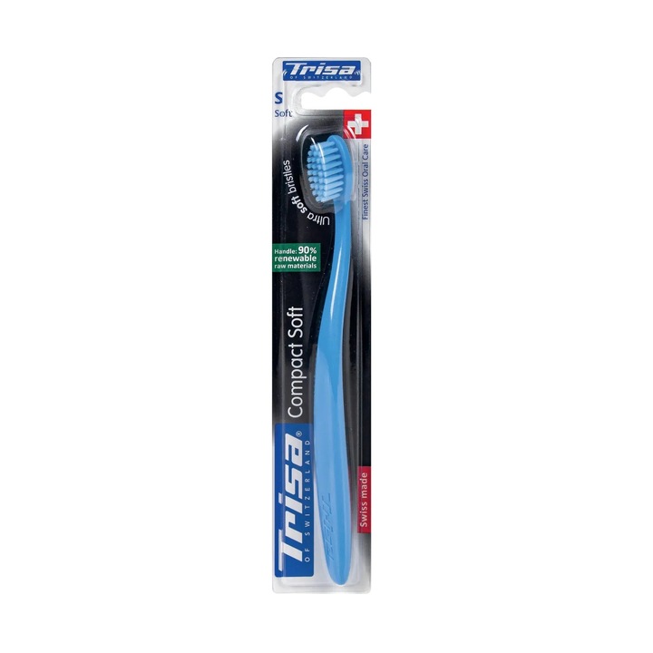 Periuta de dinti manuala Trisa Compact Soft 691534 peri moi ultrasubtiri Albastru