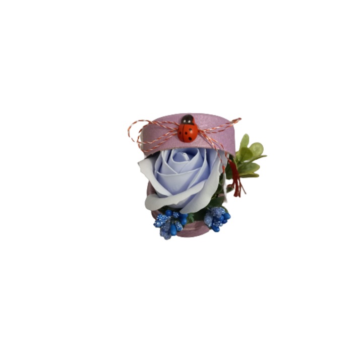 Martisor cu trandafir din sapun parfumat albastrui