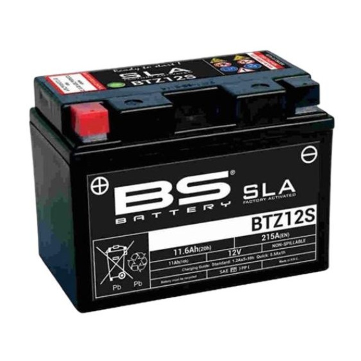 Baterie moto BTZ12S, BS Battery, YTZ12S, 12V, 11 Ah, 210 A, Negru