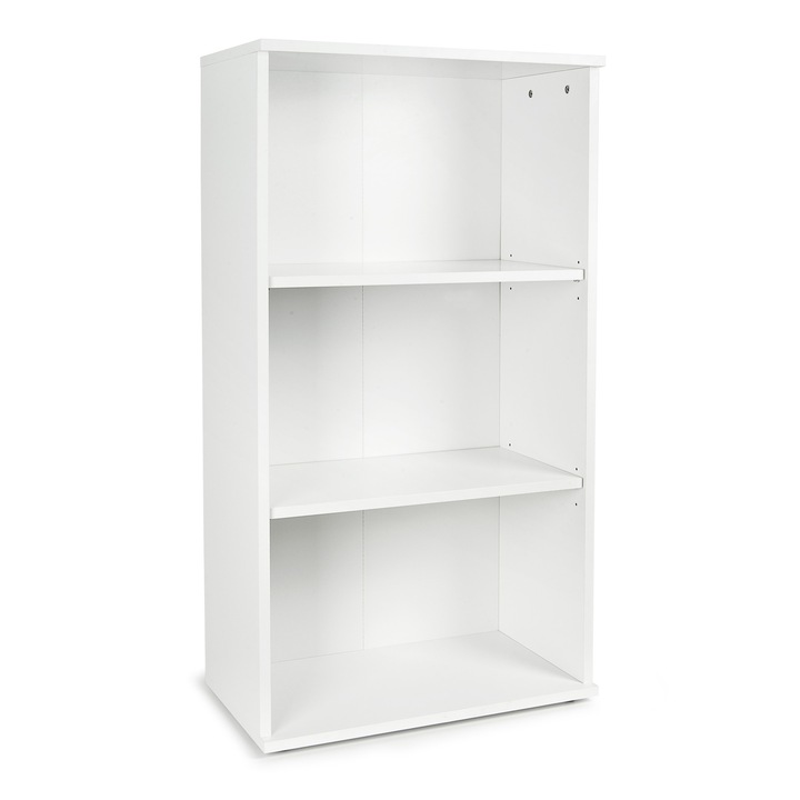 Biblioteca Simpla Alba OSLO, 3 Rafturi, 115x33x60 cm, Leomark