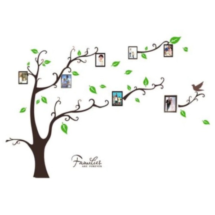 Sticker Decorativ Autocolant DAVIDAMI CONCEPT® model Copacul Familiei cu 7 Rame Foto, dimensiune 120 cm x 100 cm