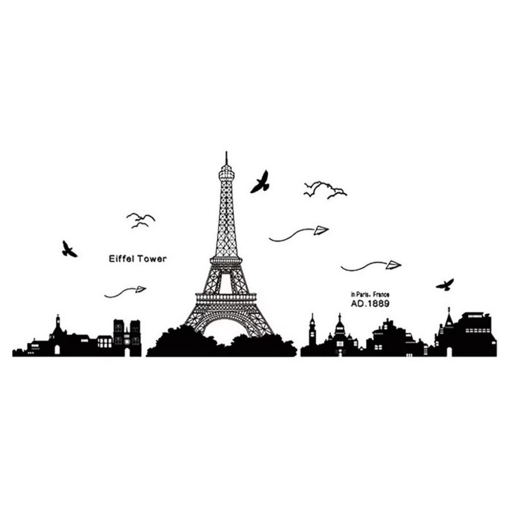 Sticker Decorativ Autocolant DAVIDAMI CONCEPT® model Turnul Eiffel Paris, dimensiune 185 cm x 70 cm