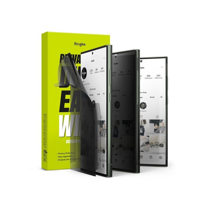 Протектор Ringke Dual Easy, Силиконов, За Samsung Galaxy S23 Ultra, Antispy Privacy