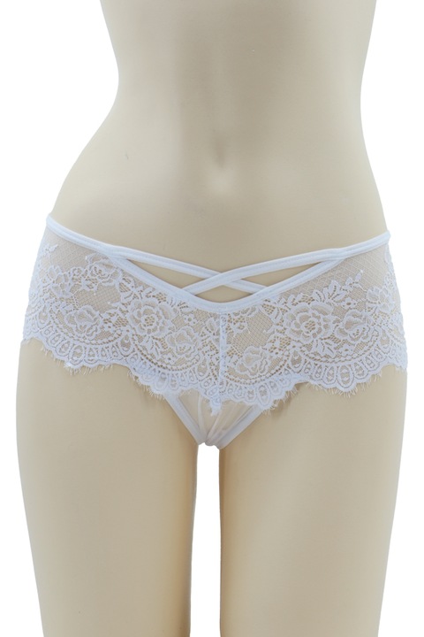 Chiloti tanga cu insertii dantela 29083alb 78172, Alb