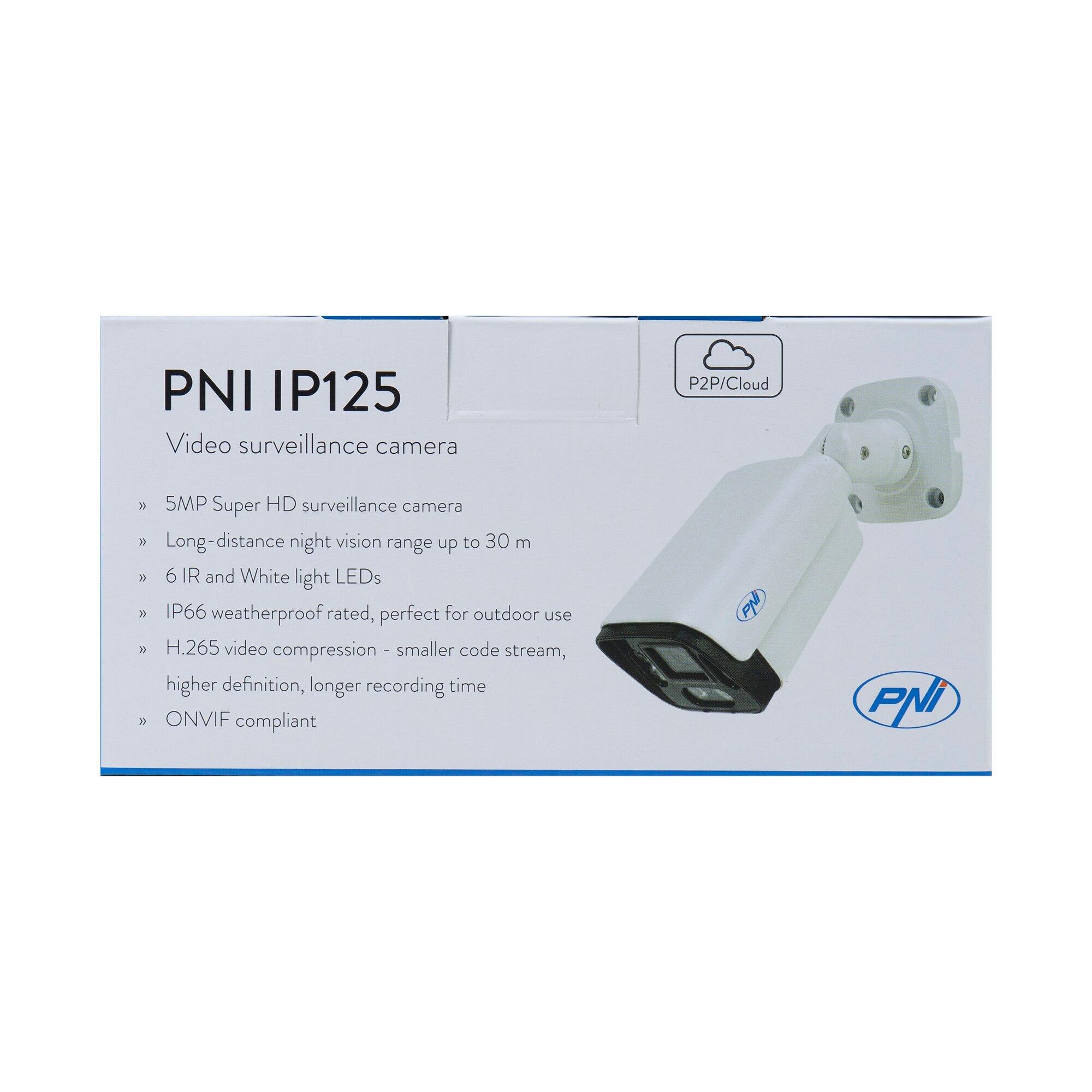 Камера за наблюдение PNI IP125 с IP, 5MP, H.265, ONVIF, Екстериор, IP66 ...
