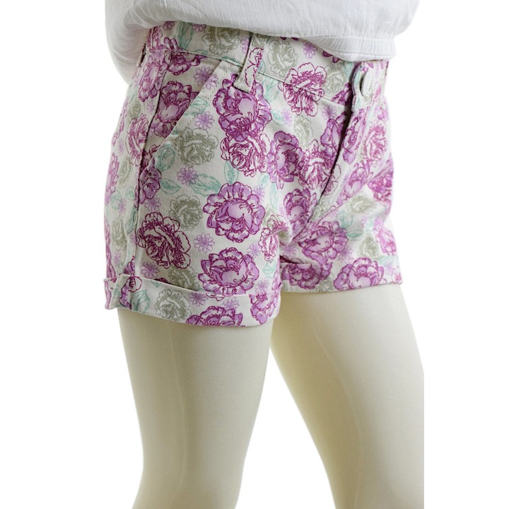 Pantalon scurt fetita cu imprimeu floral Gatti, Lila/Grej