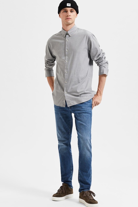 Selected Homme, Középmagas derekú slim fit farmernadrág, Sötétkék