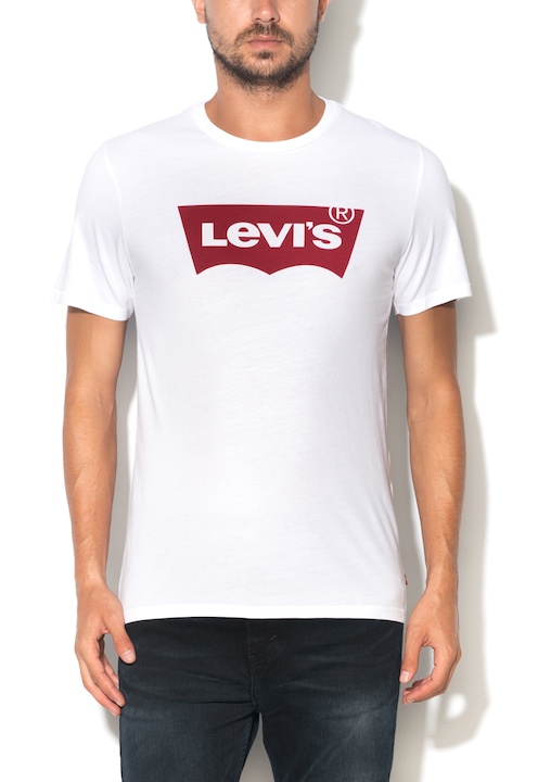 Levi's, Бяла тениска с червено лого, Бял, XXL