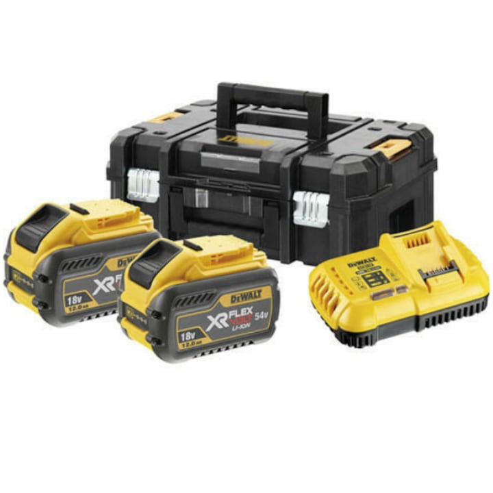 Set incarcator si 2 acumulatori 18/54V, 12Ah XR FlexVolt DeWALT DCB118Y2T-QW