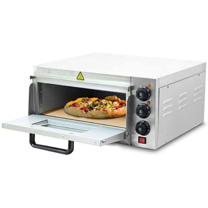 Cuptor de pizza, Electric, 350°C, 2000W, Argintiu