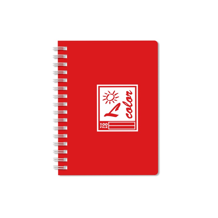 Notebook A6 100F, spirál, piros PVC borító diktál