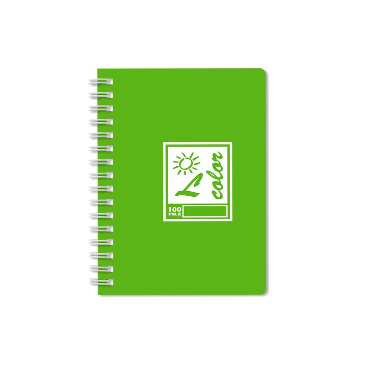 Notebook A6 100F, spirál, pergamen zöld PVC borítás