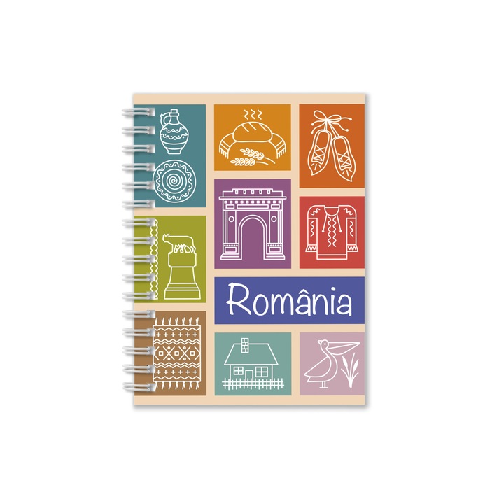 Notebook A6 100F spirál Románia-Symbol