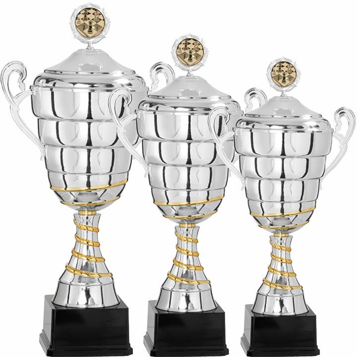 Set 3 Cupe Sah cu Capac, Metal, Plastic, 59 cm, 53 cm, 50 cm