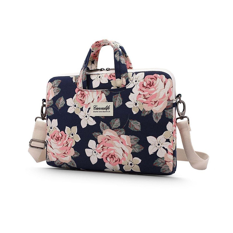 Geanta Transport Laptop, Canvas 89125,13-14 inch Model Floral, Navy Rose
