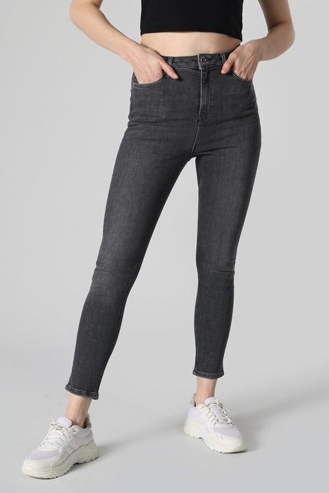 COLIN'S, Blugi slim fit cu talie inalta, Gri antracit