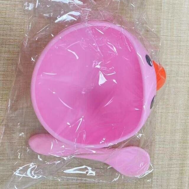 Pui Roz Set bol anti-alunecare din silicon si lingurita pentru diversificare ...