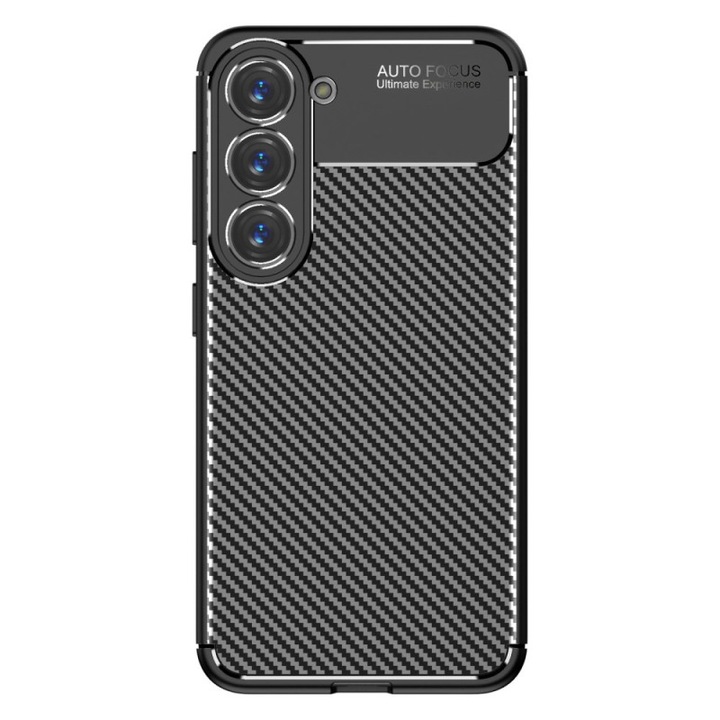 Husa Daden® Flexibila Antisoc Carbon pentru Samsung S23, Protectie camera, Slim, Hybrid Antisoc, Negru