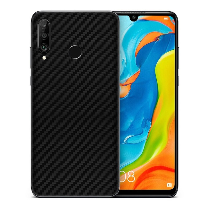 Husa de protectie Carbon Case pentru Huawei P Smart 2019, textura carbon, negru