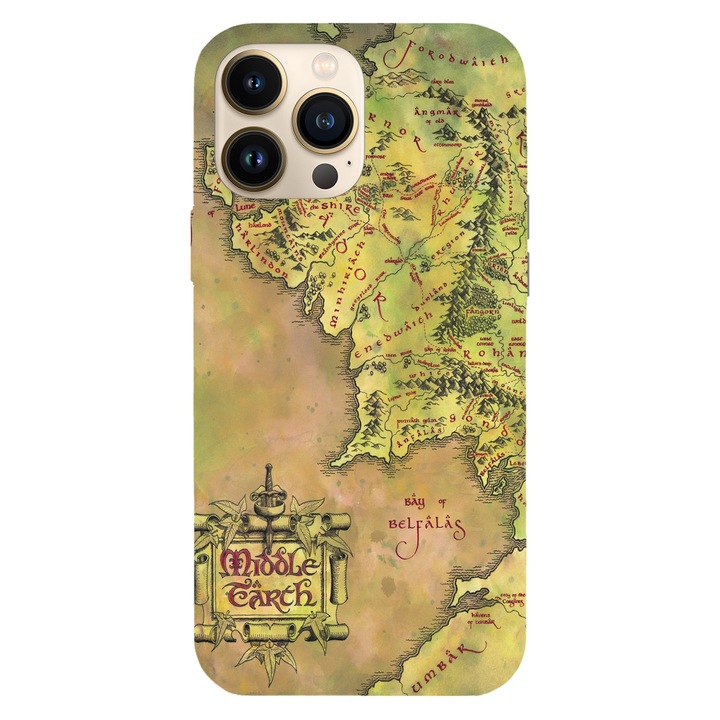 Husa telefon compatibila cu Apple iPhone 12 / iPhone 12 Pro, Viceversa, model Middle Earth Map The lord of the rings, Silicon, TPU