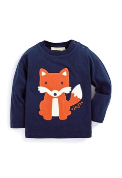 JoJo Maman Bebe, Bluza bleumarin cu design vulpe, Bleumarin, 0-3M EU JoJo Maman Bebe, Bluza bleumarin cu design vulpe, Bleumarin, 0-3M EU